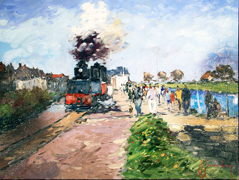 Vente aux Enchères de Tableaux de Guy LEGENDRE au profit des Oeuvres du Lions Club Amiens Somme 06 Petit train de Saint Valery - Vente aux Enchères de Tableaux de Guy LEGENDRE au profit des Oeuvres du Lions Club Amiens Somme